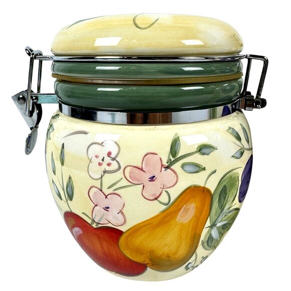 Gibson Home Fruit Grove Canister Set Apples, Grapes, Pears, 1 Large/2 Medium - Picture 2 of 12